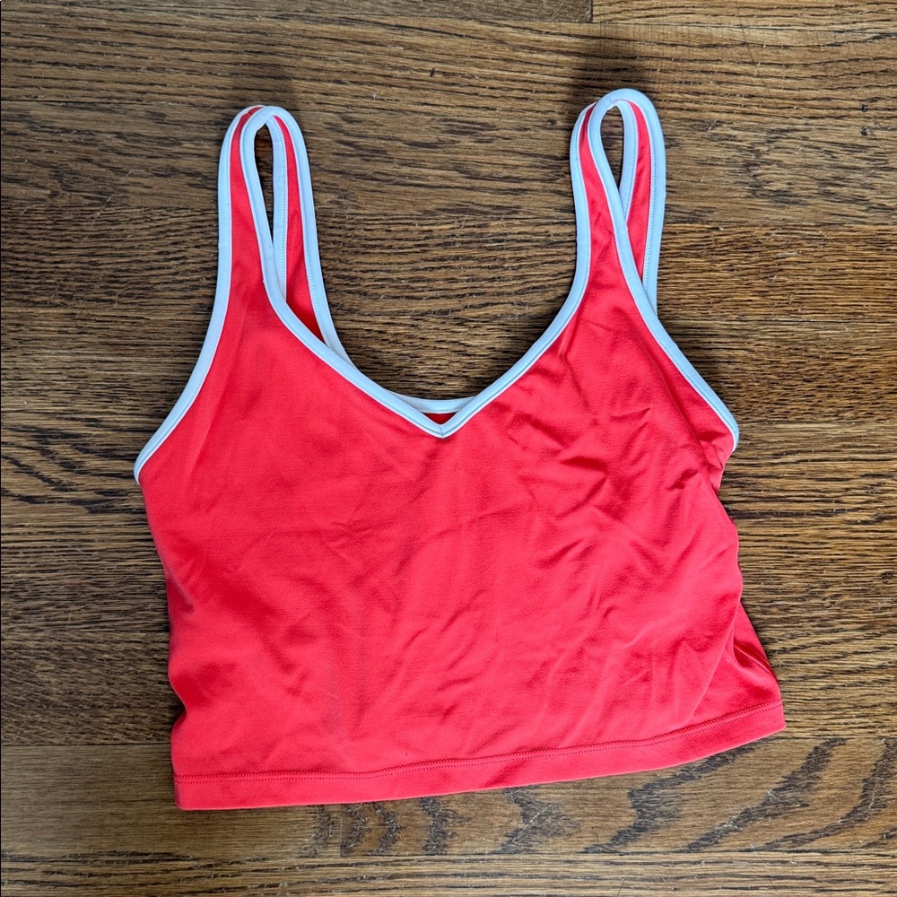 Aerie Red Tank Top with White Trim